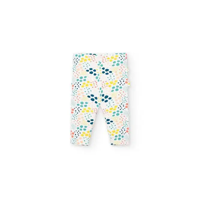 Completo leggings neonata Boboli con stampa colorata di pois su sfondo bianco