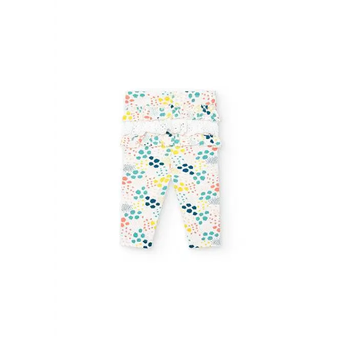 Completo leggings neonata Boboli con stampa multicolore e volant decorativo in cotone
