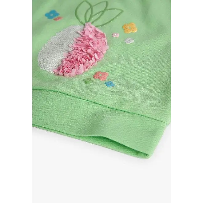 Felpa colorata bambina Boboli verde con decorazione floreale morbida e dettagli ricamati