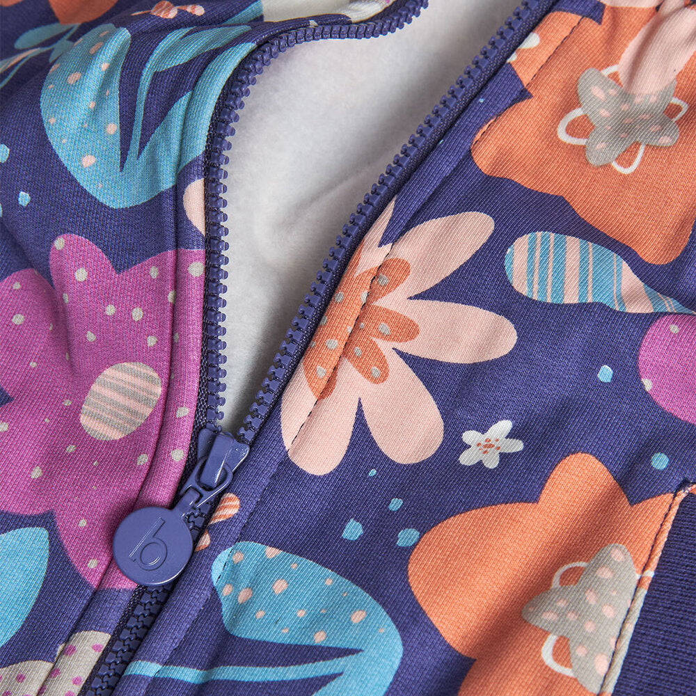 Felpa con cappuccio Boboli con stampa floreale colorata e zip frontale dettagliata