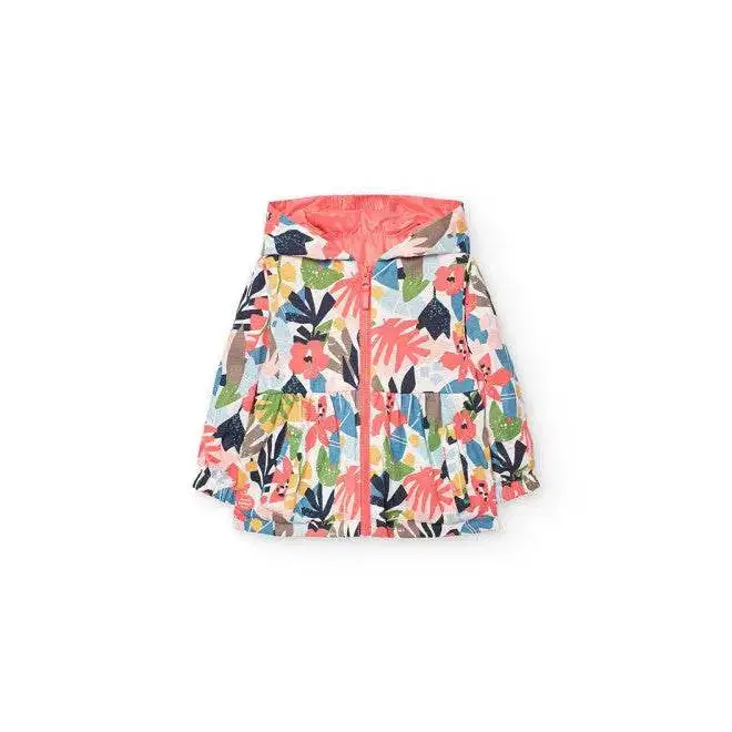 Giubbotto reversibile bambina Boboli con fantasia floreale e cappuccio, comodo e colorato