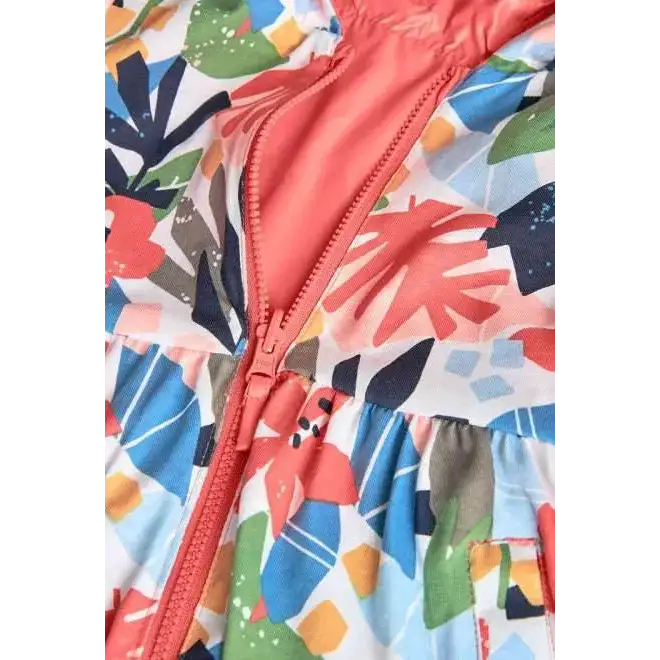 Giubbotto reversibile bambina Boboli con zip e stampa colorata a fiori e foglie