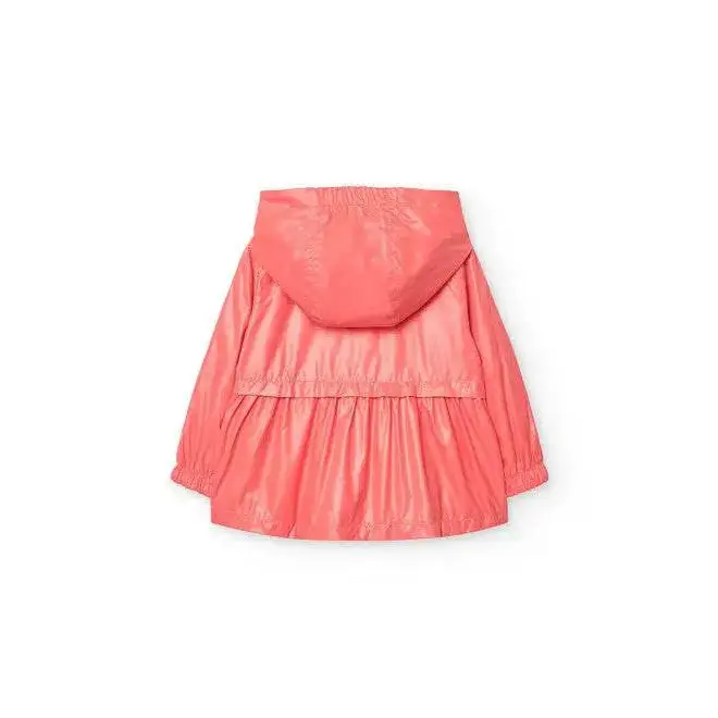 Giubbotto reversibile bambina Boboli color corallo con cappuccio e dettaglio arricciato dietro
