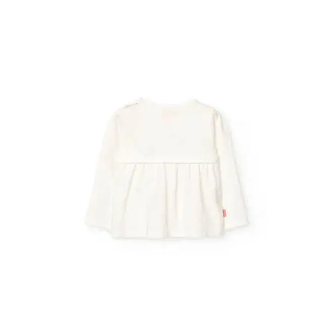 Maglietta bambina Boboli a maniche lunghe bianca con design semplice e morbido tessuto