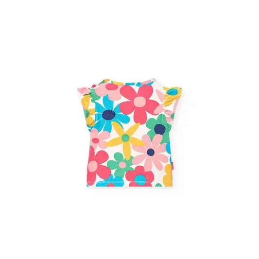 Maglietta fiori bambina Boboli con maniche arricciate e fantasia floreale colorata