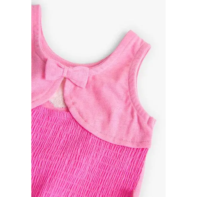 maglietta fiori bimba Boboli rosa smock senza maniche con fiocco al collo e tessuto morbido estivo