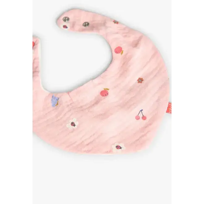 Pack 2 bavagli per neonati Boboli rosa con stampa di frutta e chiusura a clip