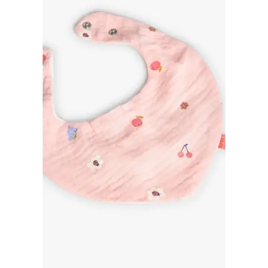 Pack 2 bavagli per neonati Boboli rosa con stampa di frutta e chiusura a clip