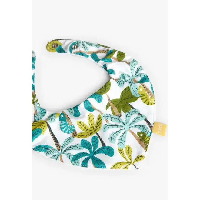 Pack 2 bavagli per neonati Boboli con fantasia tropicale di foglie verdi e azzurre