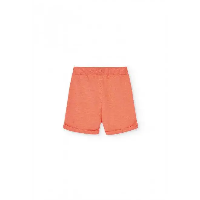 pantaloncini bimbo estivi Boboli in cotone colore corallo con vita elastica e risvolto per il gioco