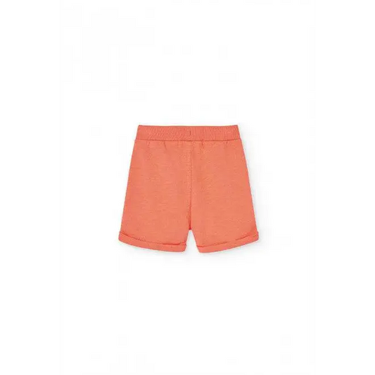 pantaloncini bimbo estivi Boboli in cotone colore corallo con vita elastica e risvolto per il gioco