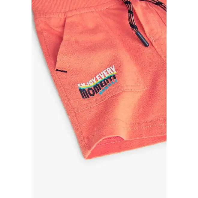 Pantalone corto stretch per bambino Boboli in tessuto arancione con tasca e coulisse nera