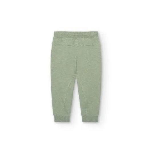 Pantaloni lunghi bambino Boboli verde salvia in maglia con vita elasticizzata e polsini a costine per uso quotidiano