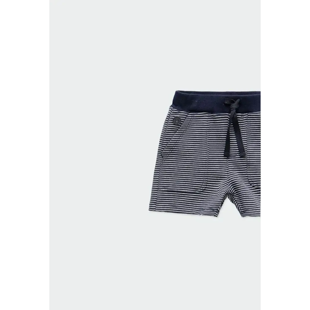 short felpa bimbo Boboli pantalone corto a righe blu e bianco con vita elasticata e tasche frontali