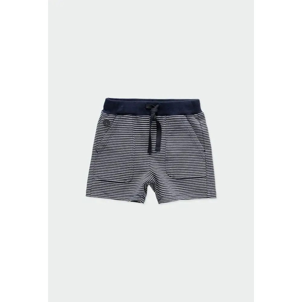 short felpa bimbo Boboli pantaloncini in felpa a righe blu e bianco con vita elastica e laccio regolabile