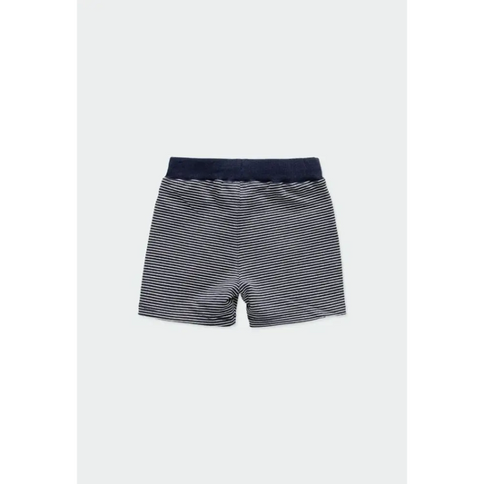 Pantalone corto a righe blu e bianco con vita elastica blu scuro casual per bimbo short felpa bimbo Boboli