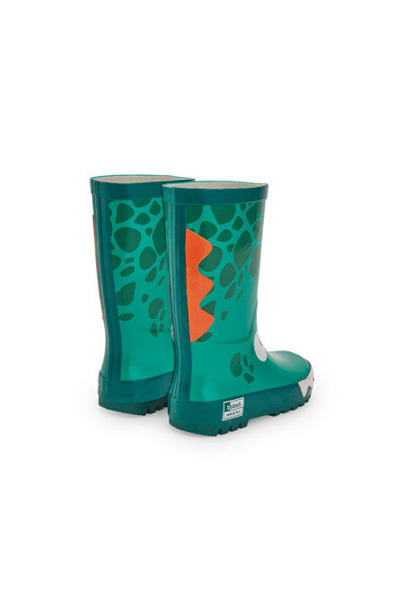 Stivali di gomma Boboli verdi con decorazione arancione e motivo a macchie per bambini