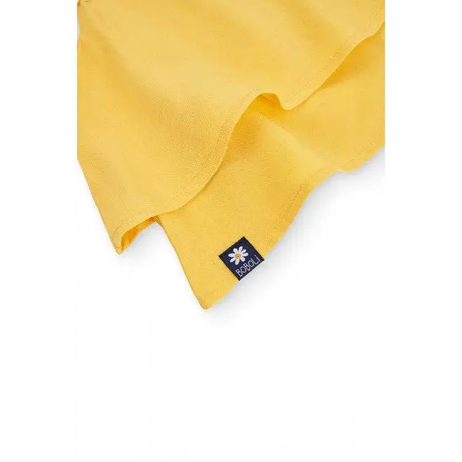 top bimba Boboli giallo in cotone con etichetta margherita dettaglio angolo del tessuto