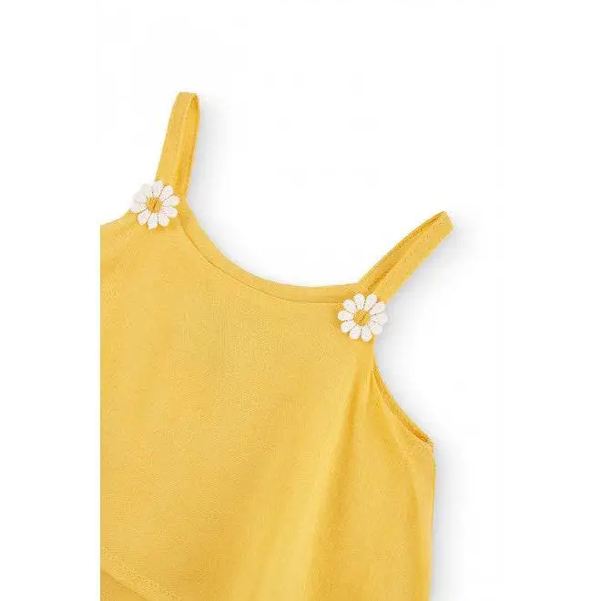 top bimba Boboli giallo con spalline sottili e applicazioni margherita bianche ideale per l estate