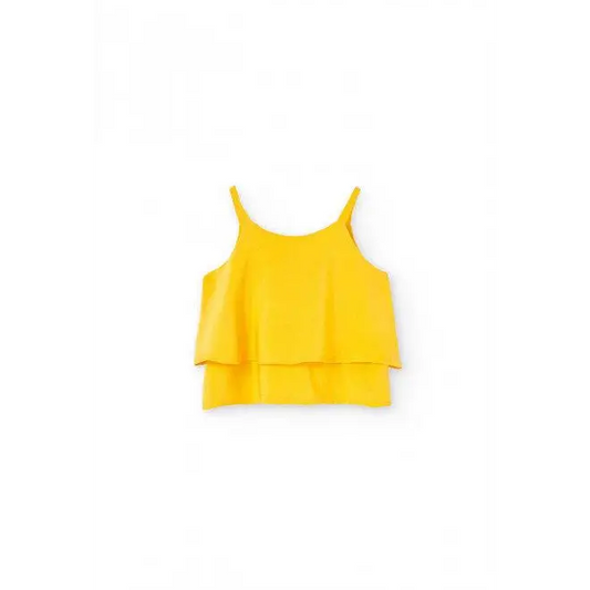 top bimba Boboli giallo canotta estiva con spalline sottili e doppio volant leggero per bambina