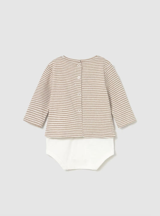 Completo Mayoral con body righe neonato e maniche lunghe, ideale per neonati