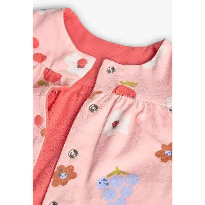 Felpa Boboli con stampa floreale rosa, snap frontali per facile apertura, giacchetta reversibile neonata