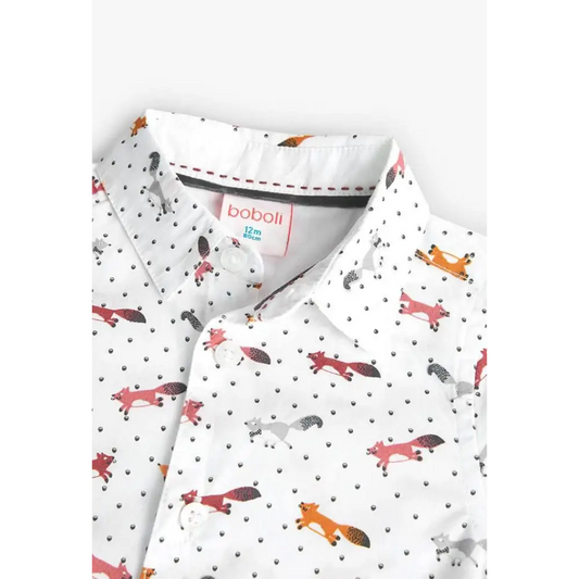 Camicia in popeline stampata con animali per Bambino da 18mesi a 8anni Boboli 719018 - OOPS by BabyBimbo 0-16