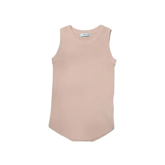 Canottiera bambina cipria Y-Clù senza maniche in tessuto morbido e leggero