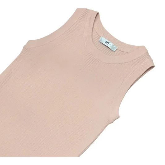 Canottiera bambina cipria Y-Clù senza maniche in cotone morbido e leggero