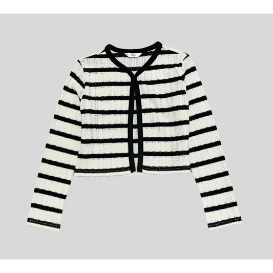 CARDIGAN NERO/BIANCO RIGHE YCLU 182MYFJS - OOPS by BabyBimbo 0-16