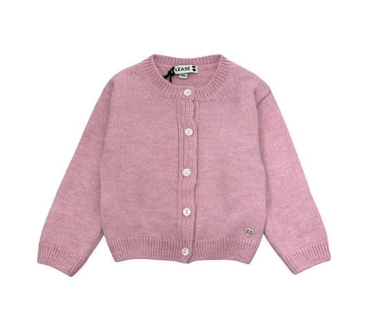 Cardigan Rosa per Bambina con Bottoni Bianchi