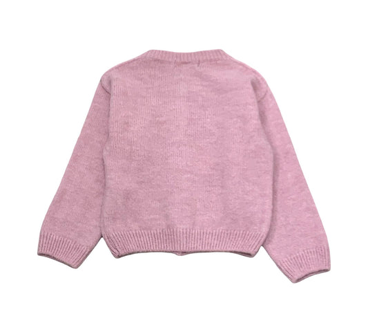 Cardigan rosa bambina in morbido tessuto con maniche lunghe e design semplice
