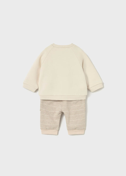 Completo 2pz Tuta con Felpa e Pantalone beige per neonati, ideale per comfort e stile.