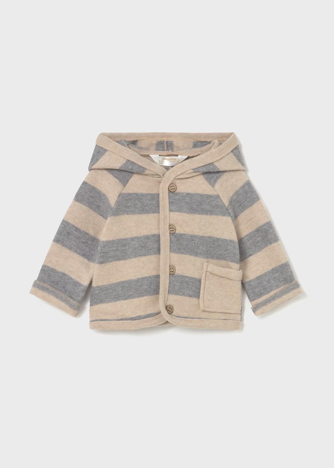 Completo 3pz Tuta con maglietta neonato in morbido cotone a righe beige e grigie