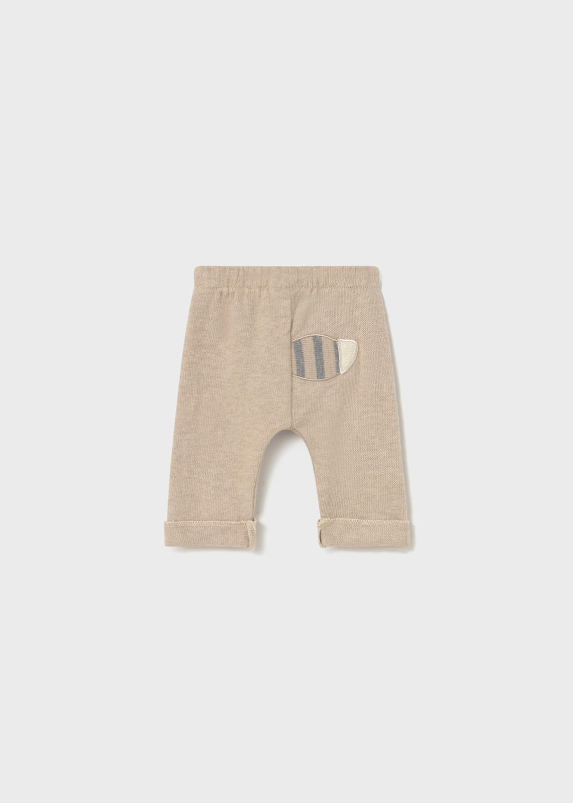 Completo 3pz Tuta con maglietta neonato con pantaloni beige e dettagli a righe sul retro