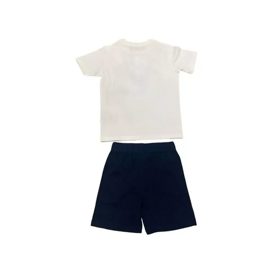 Completo Bikkembergs bambino con maglietta bianca e pantaloncini blu navy per bambino