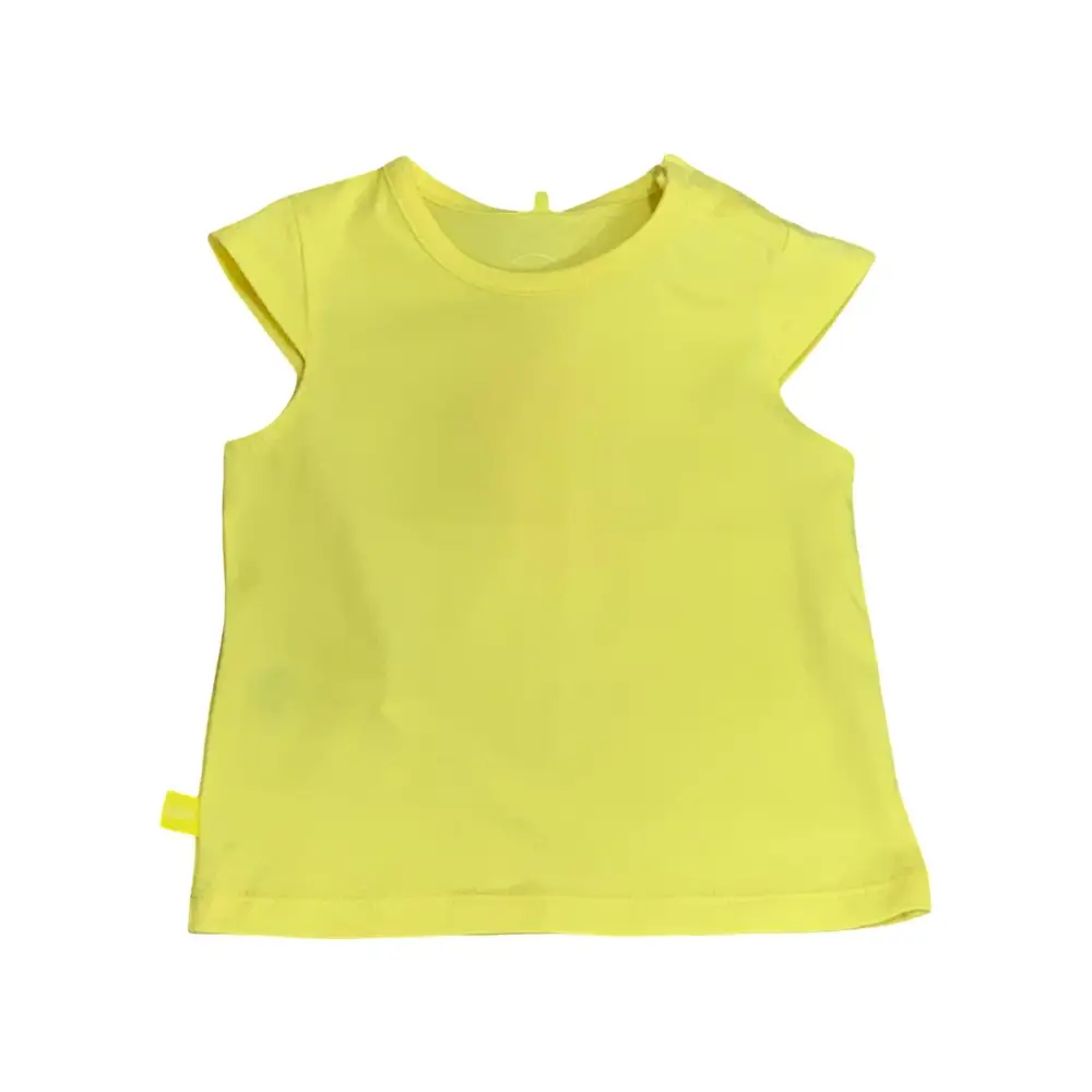 Maglietta gialla Boboli del completo bimba effetto denim con maniche corte e scollo tondo