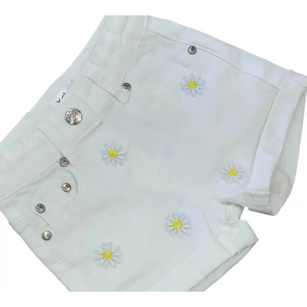 Shorts bianchi per bambina con ricamo margherite completo corto bambina moda estate Y-Clù
