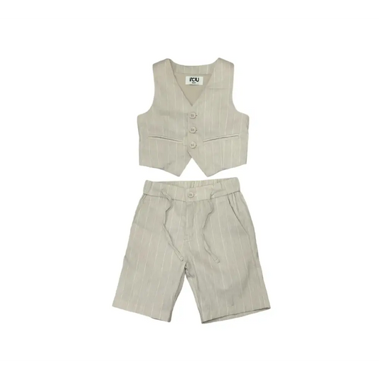 COMPLETO ELEGANTE GILET E BERMUDA BEIGE Y-CLU BYB1105 - 3anni - Pantaloni