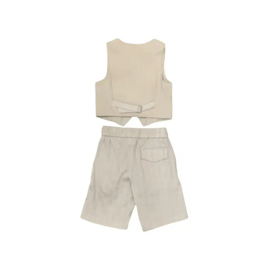 COMPLETO ELEGANTE GILET E BERMUDA BEIGE Y-CLU BYB1105 - Pantaloni