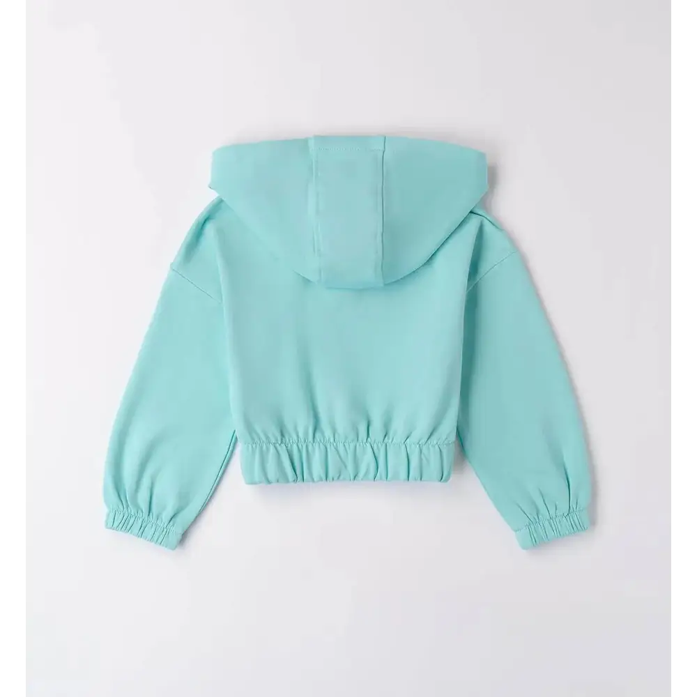 Completo felpa e pantalone bambina Sarabanda colore azzurro con cappuccio e polsini elastici