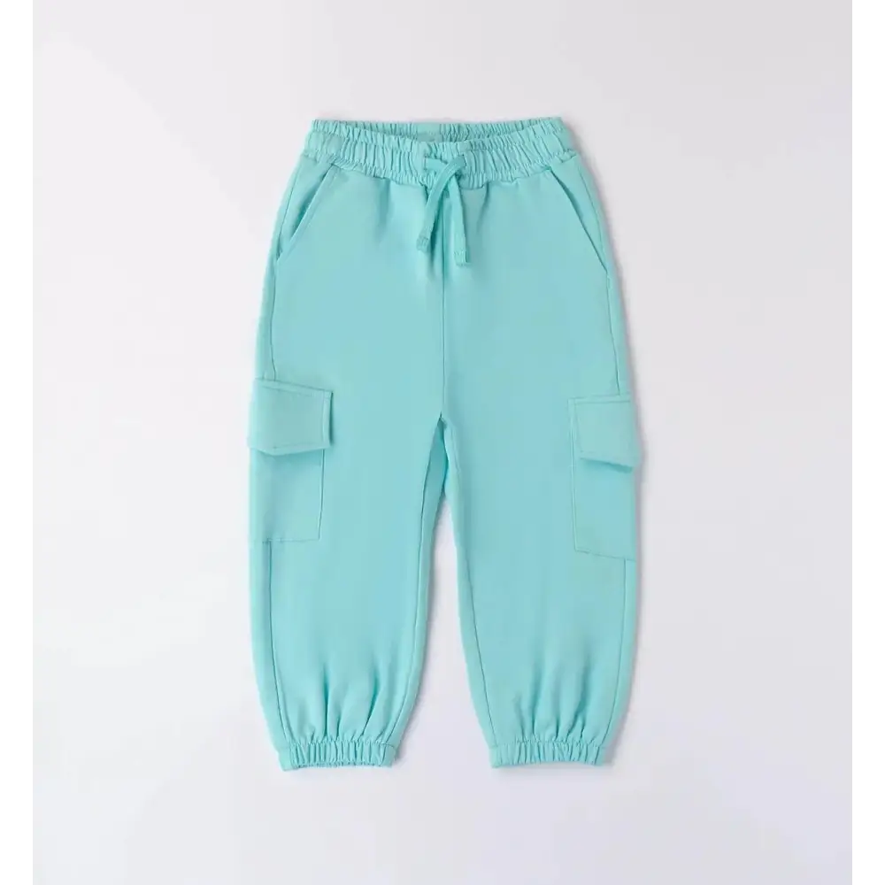Pantalone turchese con tasche laterali elastico in vita per completo felpa e pantalone bambina Sarabanda