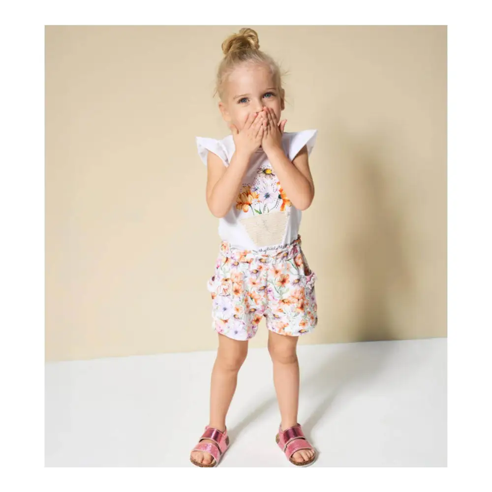 Completo Felpa e Pantalone da bambina Sarabanda con stampa floreale colorata per bambini