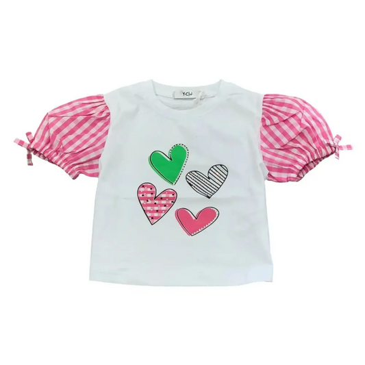 COMPLETO GONNA QUADRI + MAGLIETTA BIA/FUXIA Y-CLU 333TYFBS25 - OOPS by BabyBimbo 0-16