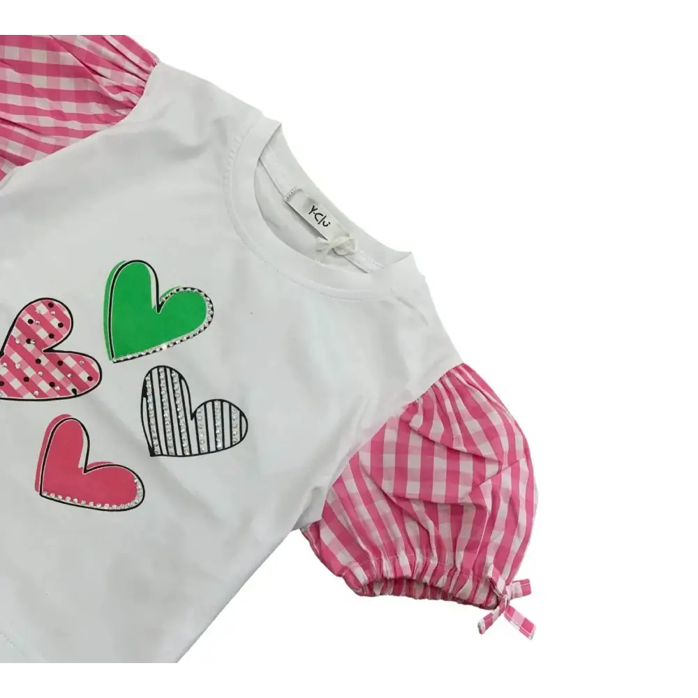 COMPLETO GONNA QUADRI + MAGLIETTA BIA/FUXIA Y-CLU 333TYFBS25 - OOPS by BabyBimbo 0-16