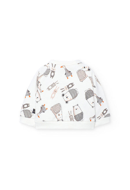 Completo neonato maglia bianca e grigio scuro con stampa animali Boboli