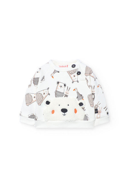 Completo neonato maglia bianca e grigio scuro Boboli con stampa orsetti e design morbido
