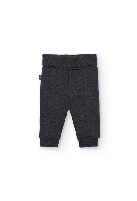 Pantaloni grigio scuro per neonati Boboli parte del completo neonato maglia bianca e grigio scuro