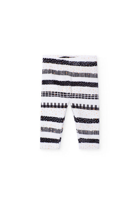 Completo per neonata in felpa grigio scuro Boboli con pantaloni a righe bianche e nere