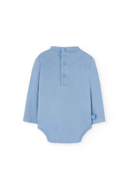 Completo per neonato in maglia con animali blu Boboli body a maniche lunghe con bottoni sul retro